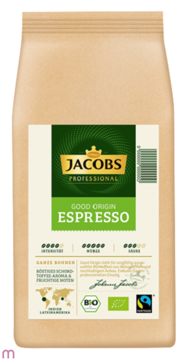 Jacobs Good Origin Espresso 6 x 1kg Ganze Bohne, Bio, Fairtrade